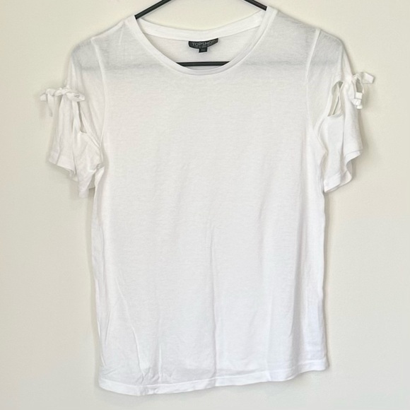 Topshop Tops - Topshop White Cut Out Short Sleeve Tee - Size: 0